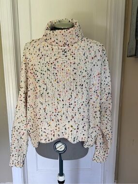 Jessica Simpson Cream and Rainbow Speckled Turtleneck Sweater
